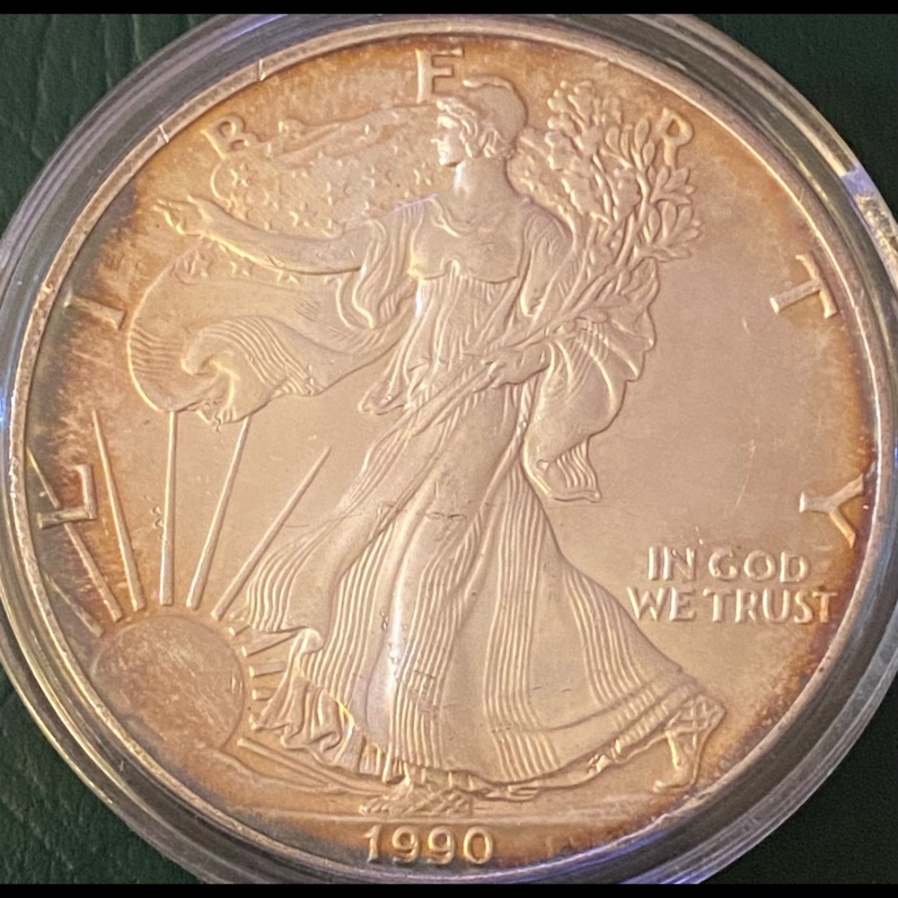 1990 $1 Silver American Eagle - Uncirculated - Toned